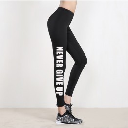 Women Leggings NEVER GIVE UP printing 