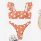  [NEW]  Women Polka Dot Bikini Set - Ruffle Shoulder Bra  & Low Waist Briefs