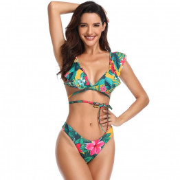 [ NEW ] Floral Ruffled Low Rise Bikini Set