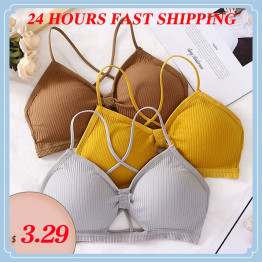 Sexy Sport Bra Yoga Top Cotton Sports Bra Breathable Strap Underwear Chest Pad Wrapped Chest Activewear Women Fitness Top Bra