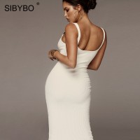 Sibybo  Summer Women Dress Backless Beach Casual Dress Women