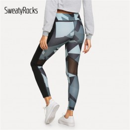 SweatyRocks Geometric Elastic Waist Leggings