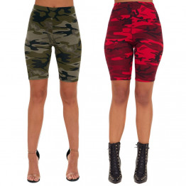Women Camouflage Printed Bike Shorts High-waisted Leggings Knee for Outdoor Cycling Sports