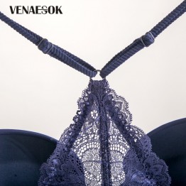 Y-line Straps Fashion Brand Front Closure Bra Set Push-up Thick Blue VS Bra and Panties Sets Lingerie Sexy Lace Underwear Set