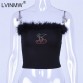 LVINMW Sexy Ccrop Top Withaout Straps - Fur decor 